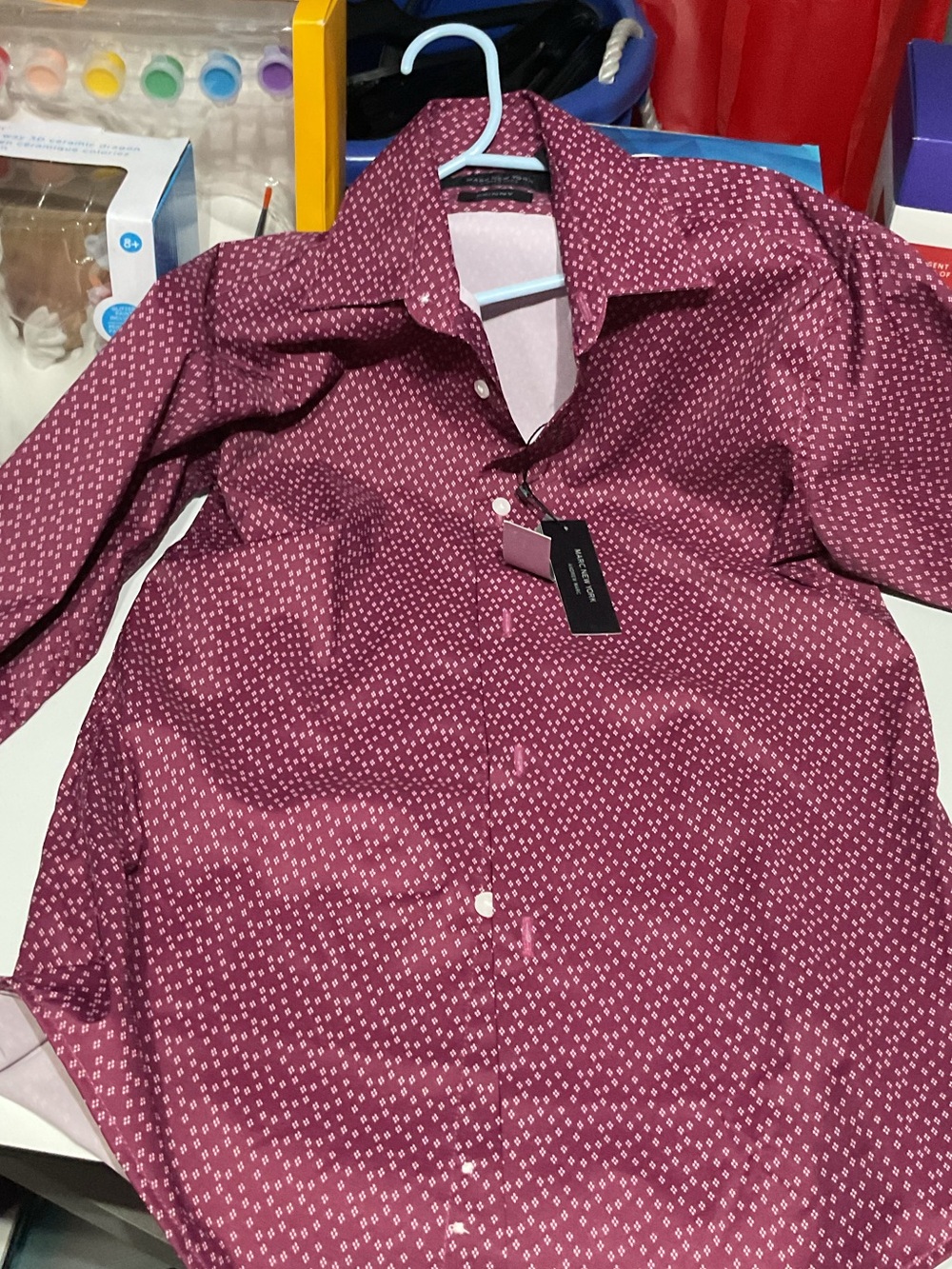 Marc New York Burgundy Dot-Print Button-Down Shirt